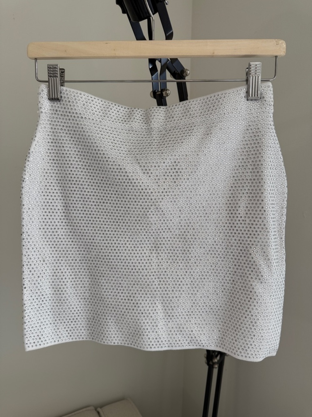 Zara Rhinestones White Eyelet Mini Skirt festival outfit size S - Picture 5 of 8